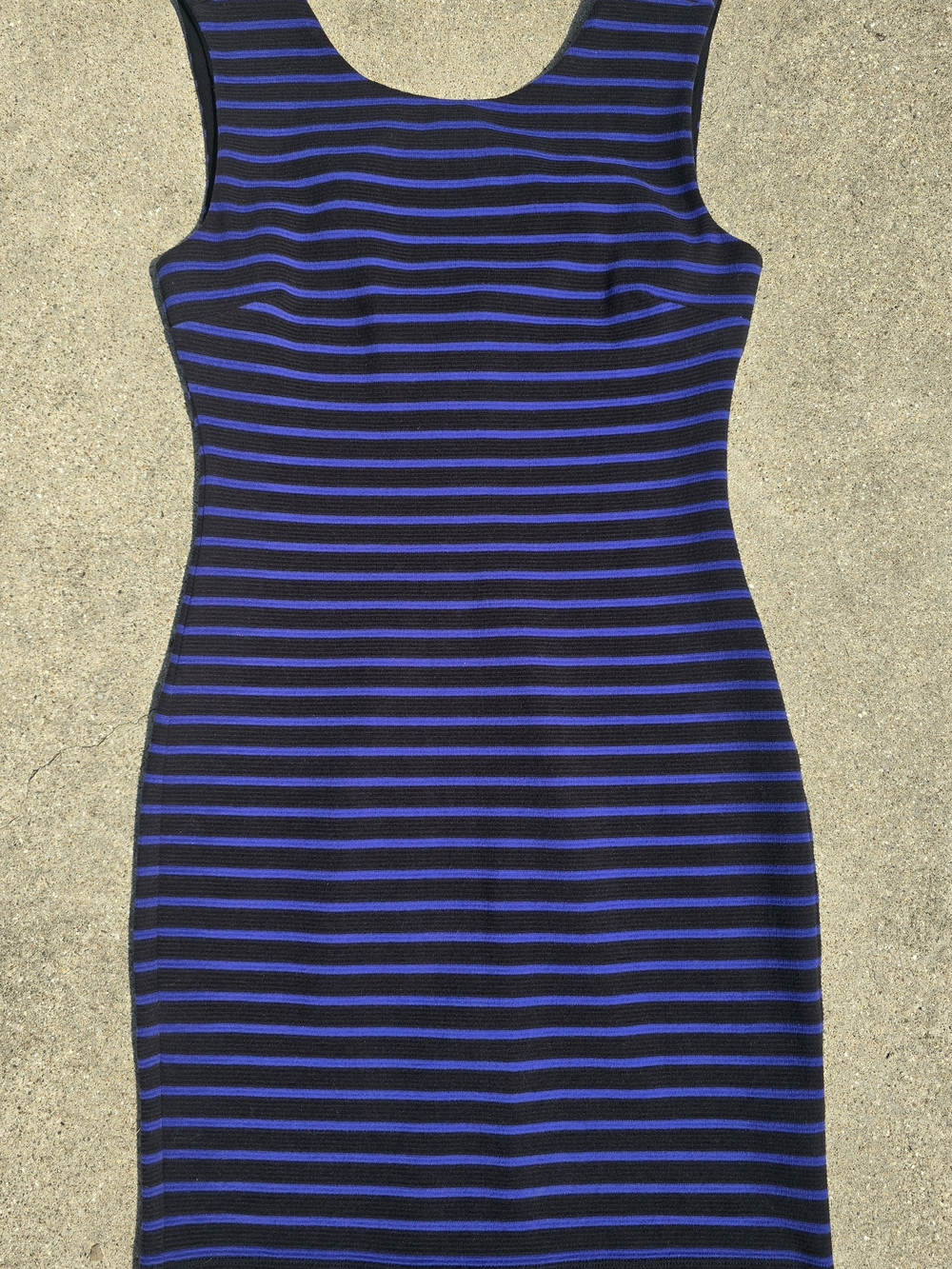 Juicy Couture Black and Blue Striped Knit Mini Dress